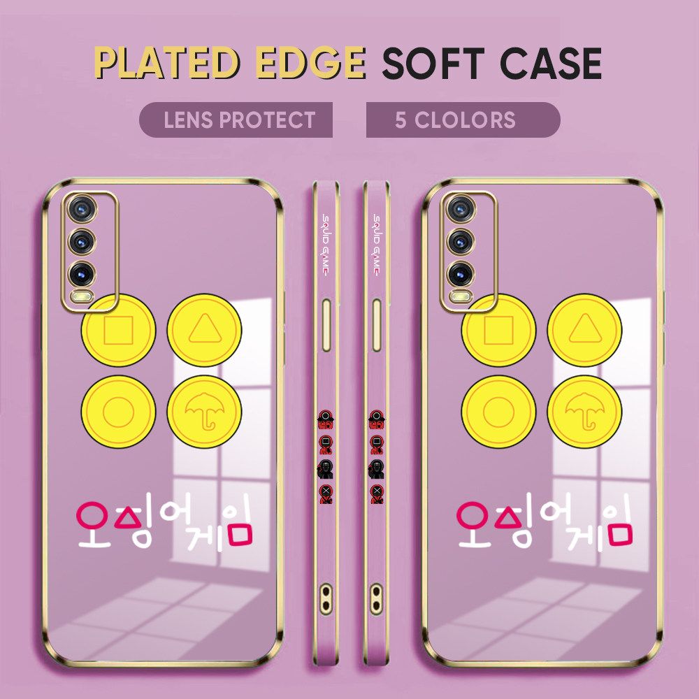 Luxury 6D Plating Case for Vivo Y20 2021 Phone Cases Popular Games Side Print Soft Silicone Square Back Cover