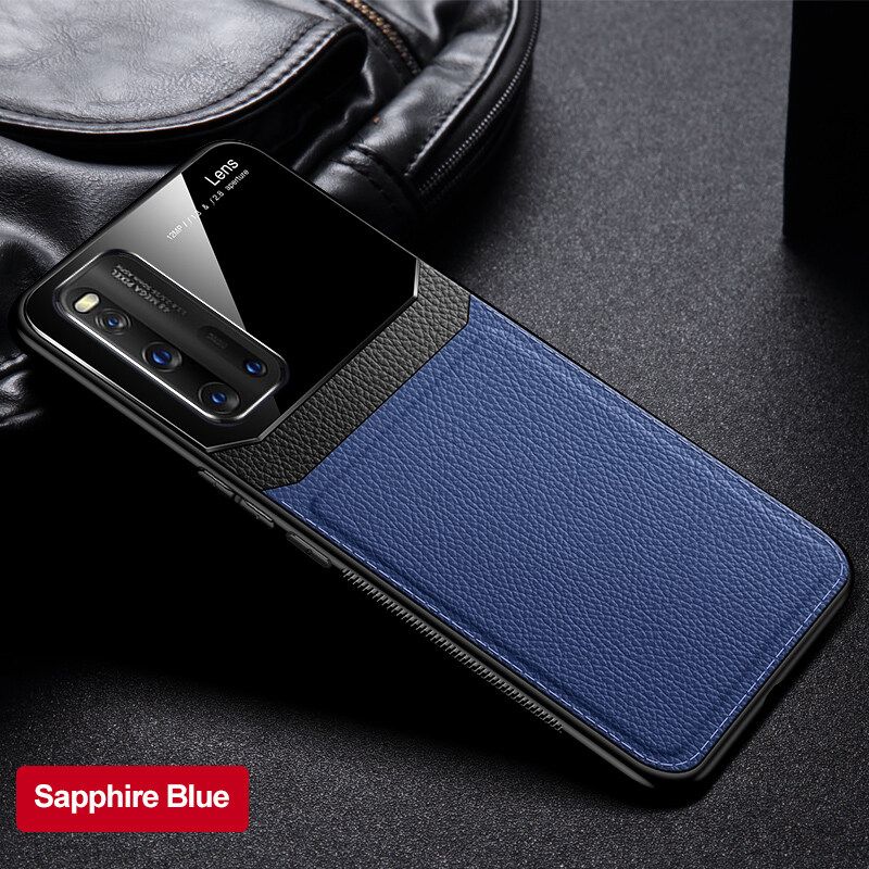 For Vivo iQOO 3 5G Business Slim Hybrid Leather TPU Bumper Glass Lens Protective Case Cover