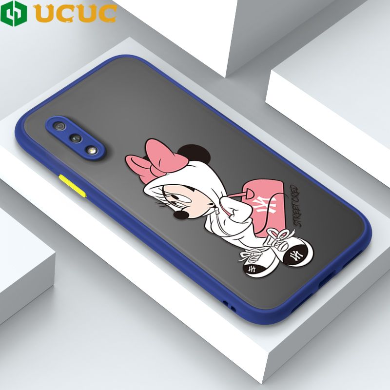 UCUC for Samsung Galaxy A01 Back Cover Satchel Minnie Frosted Transparent Hard Phone Case Thin Shockproof Full Cover Camera Protect Case