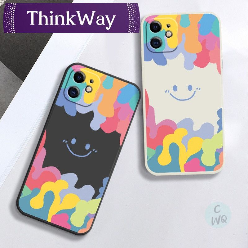 Smiley Soft TPU Case for Huawei Y7A Y6 Pro  Nova 5T Nova7i P30 Lite Square Silicone Colorful Ice Cream Color Smiley Soft TPU Case Layor