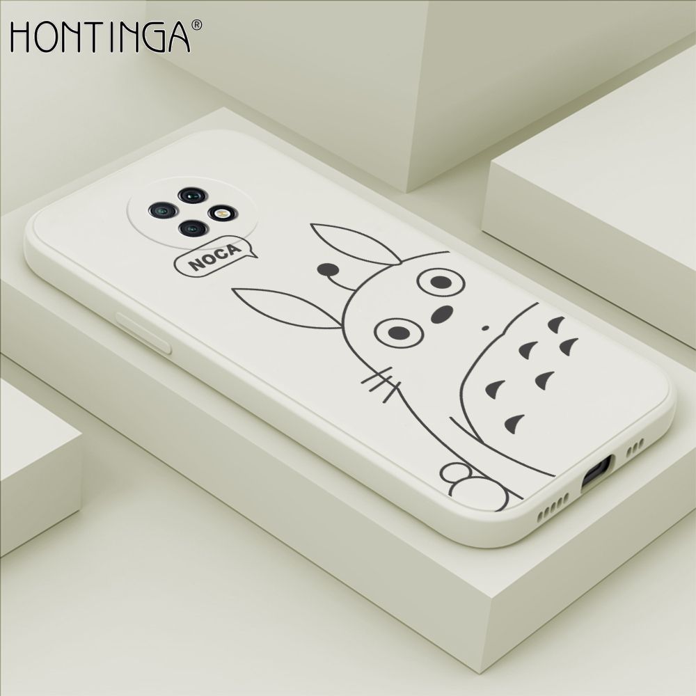 Hontinga for Redmi Note 9T Case Cartoon Cute Totoro Pattern Back Cover Soft Square Edge Liquid Silicone Phone Cases