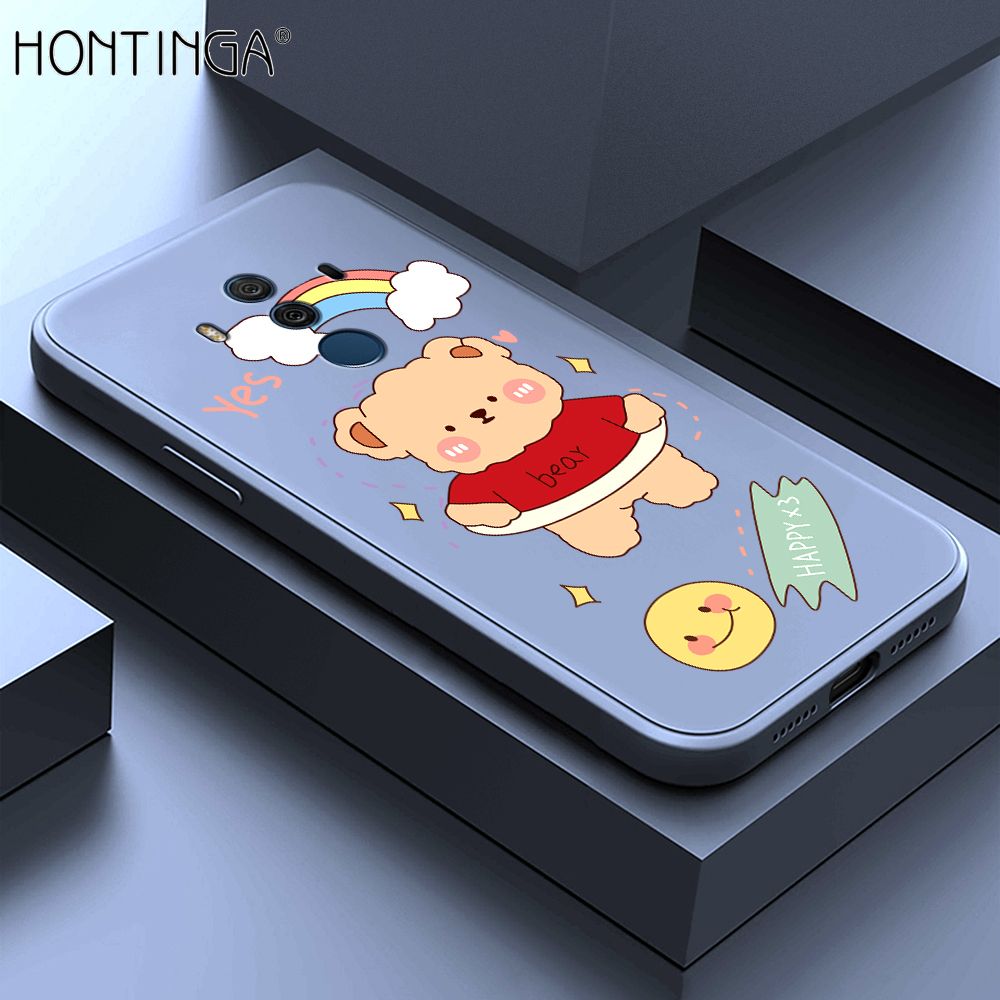 Hontinga for Huawei Mate 10 Pro Case Lovely Cartoon Bear Phone Case Phone Case Soft Square Edge Silicone Cases Full Lens Cover Shockproof Protection Cover