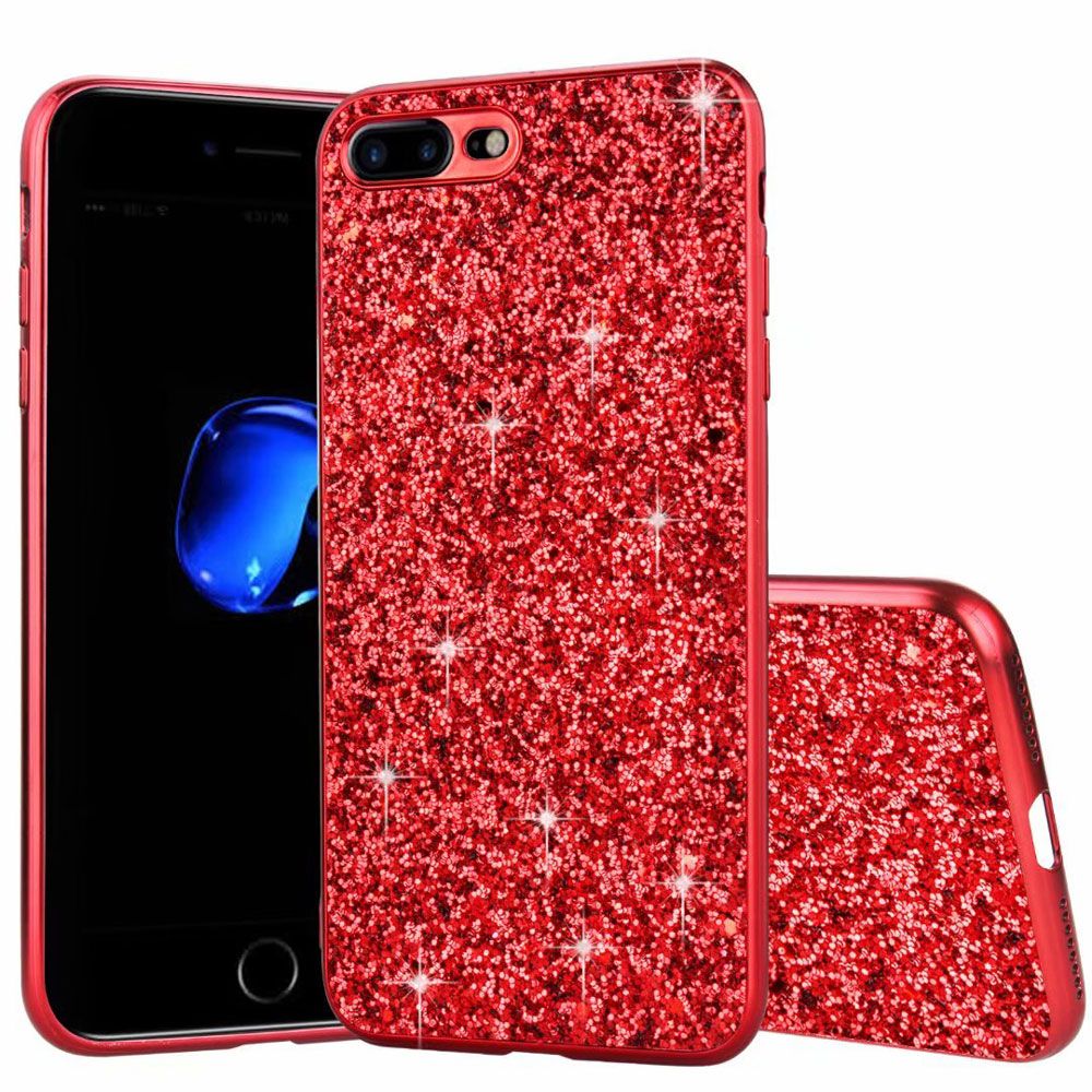 For iPhone SE 2020 Hard Luxury Sparkle Glitter Shiny Bling Sequin Electroplate Soft Bumper Case Cover