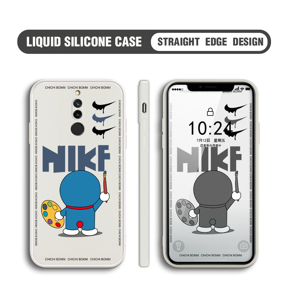 BILI for Redmi 8 Back Cover Cartoon Clown Multicolor Liquid Silicone Phone Case Soft Square Lens Protection Phone Cases