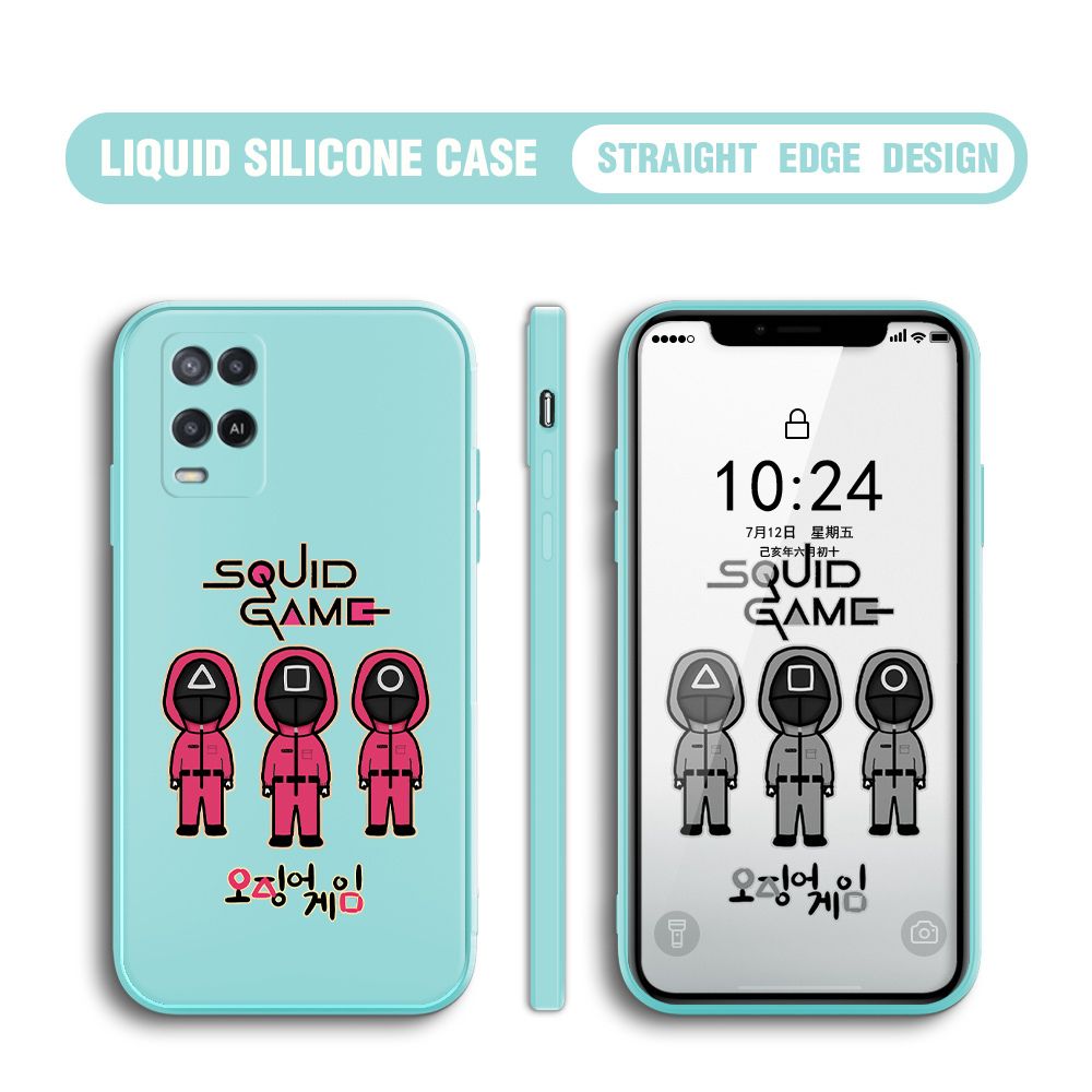 UCUC for OPPO A54 2021 Case Trend Cartoon Korean Squid Phone Cover Liquid Silicone Case Phone Protective Case