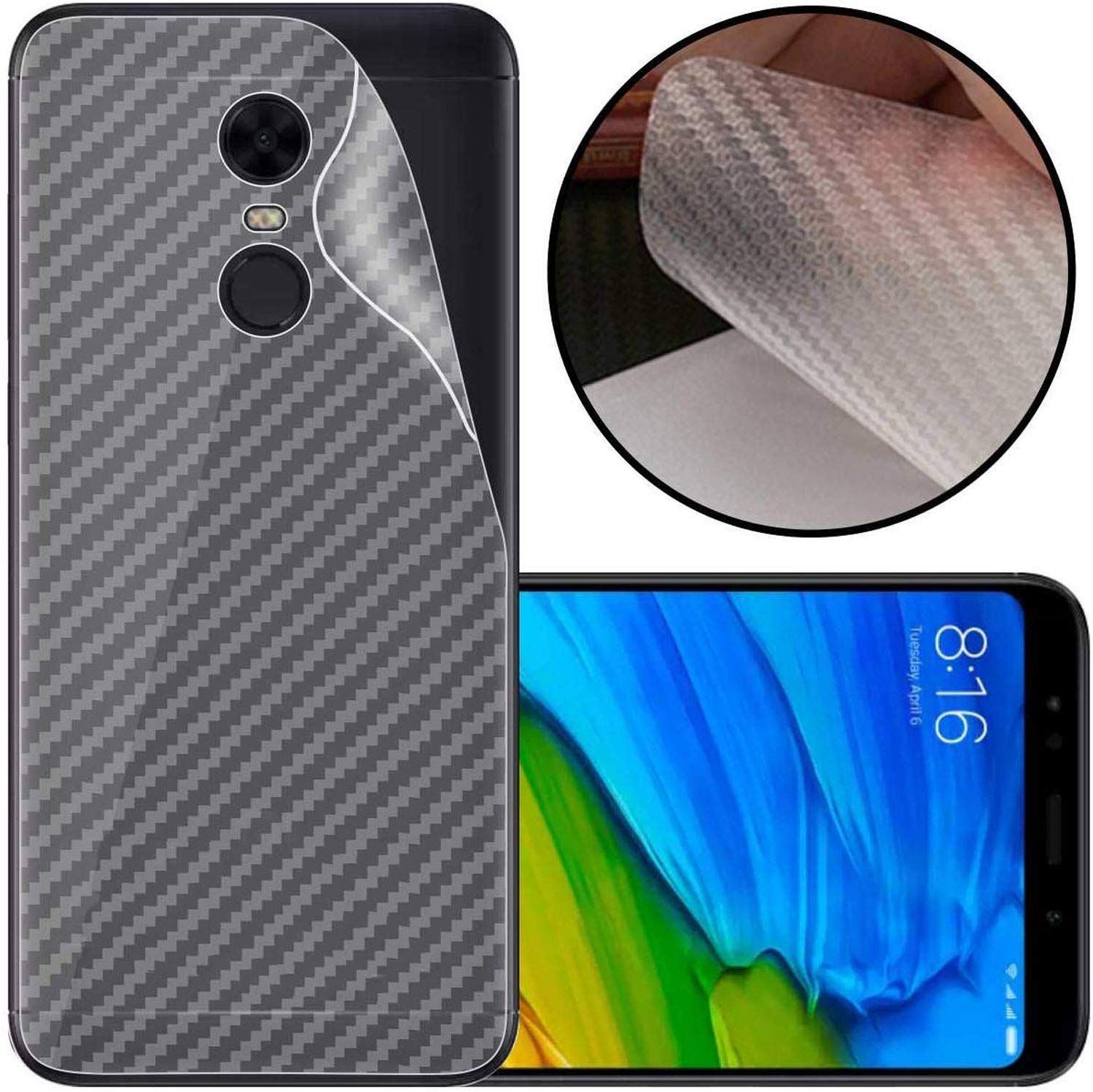 For Xiaomi Redmi 5 Plus Carbon Fiber Sticker Vinyl Back Poly Skin Protector