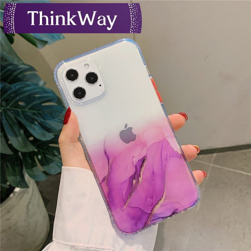 Marble Phone Case For iPhone 12 11 Pro Xs Max XR X 7 8 Plus SE Luxury Color Glitter Gradients Clear Soft Cover iPhone12Pro Funda