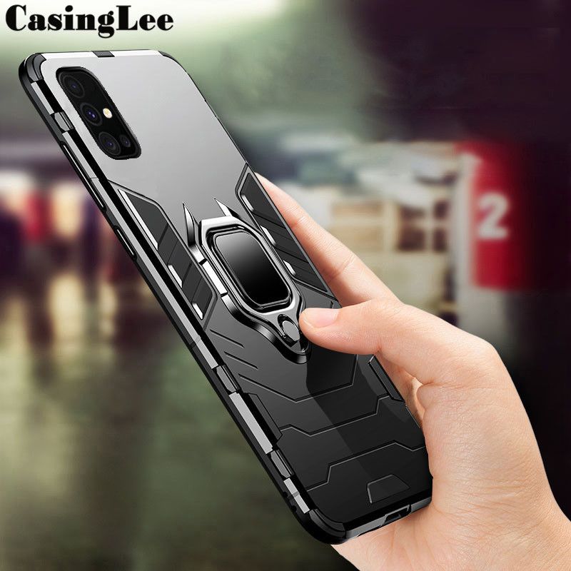 Casinglee Shockproof Armor Stand Case for Galaxy A31 with Holder Ring Cover Cases for Samsung Galaxy A31 Car Magnet Phone Case