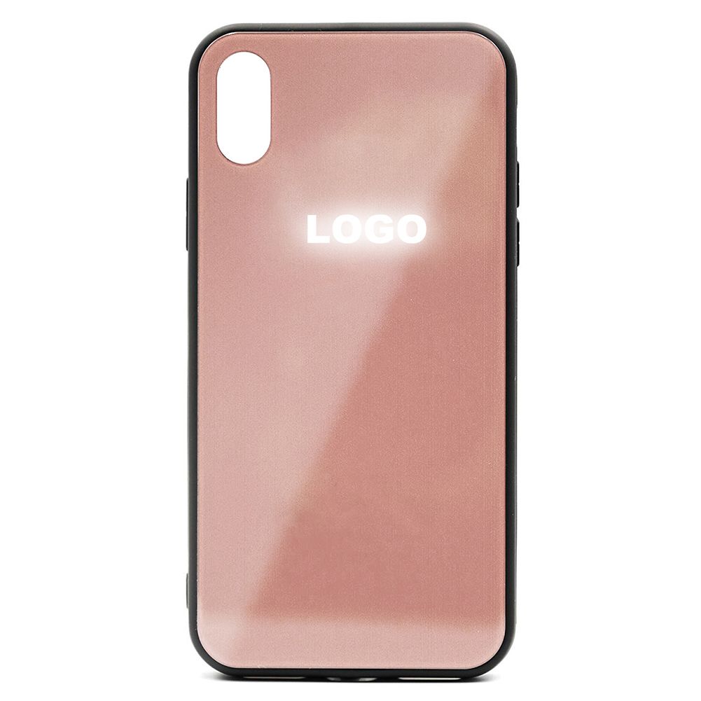 Logo LED Light Tempered Glass Phone Case Cover for iPhone X/XS Max/XR 7 8 Plus