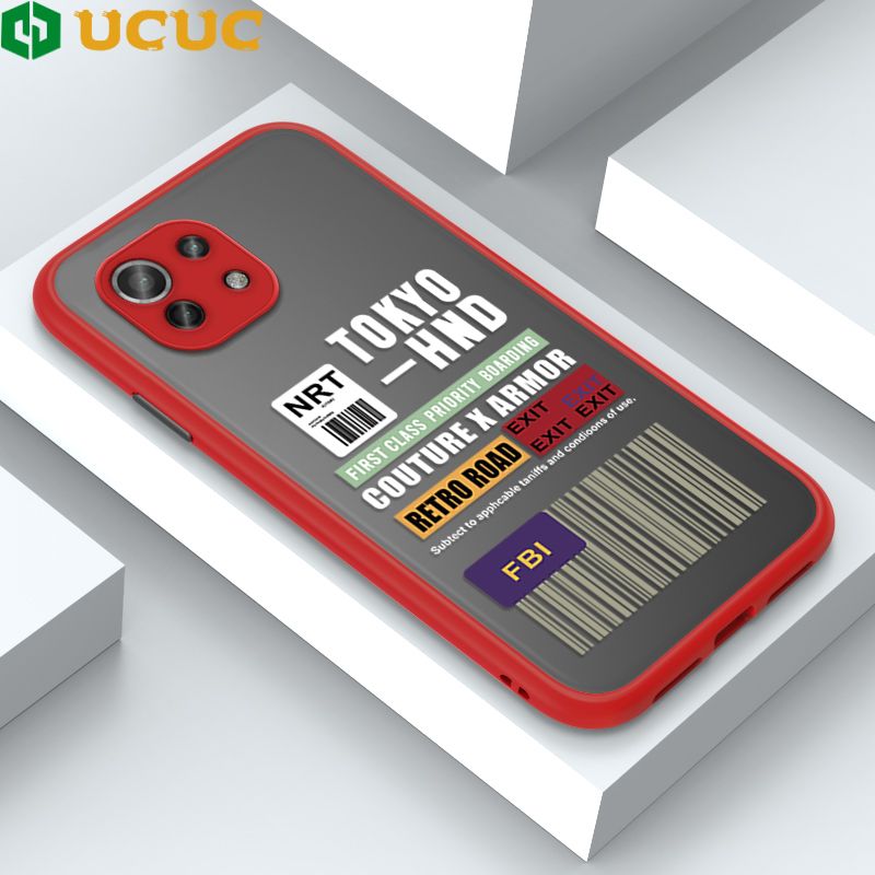 UCUC for Xiaomi Mi 11 Lite 5G / Mi 11 Lite / 11 Lite 5G NE Back Cover FBI Sticker Frosted Transparent Hard Phone Case Thin Shockproof Full Cover Camera Protect Case