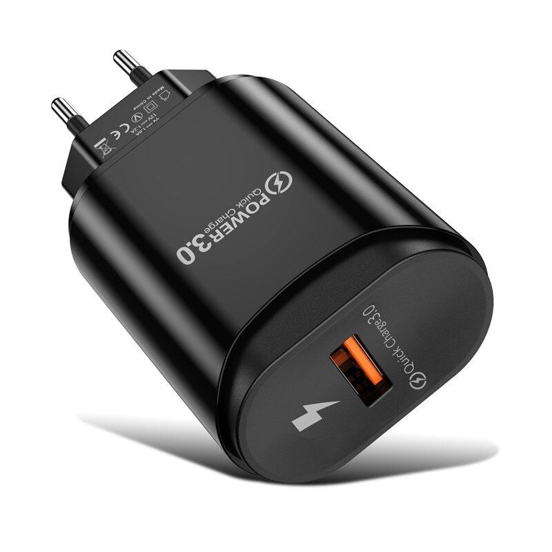 QC3.0 Single Port EU / US Fast Charging Mobile Phone Charger USB Charger Smart Tablet Charging Head for iPhone 12 Samsung S9 S8