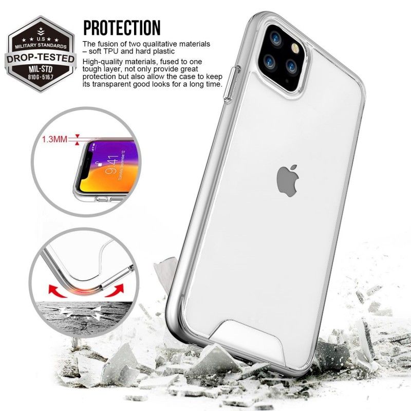 Space COLLECTION Shockproof Military Standards Drop Tested (MIL-STD 810G-516.7) Anti Scratch 0.4MM, Hard Clear Transparent Polycarbonate Cover for Apple iPhone 12 11 Pro XS Max Mini XR X 6 6S 7 8 Plus SE 2020 Transparent Anti-Knock. - মোবাইল ফোন - Phone