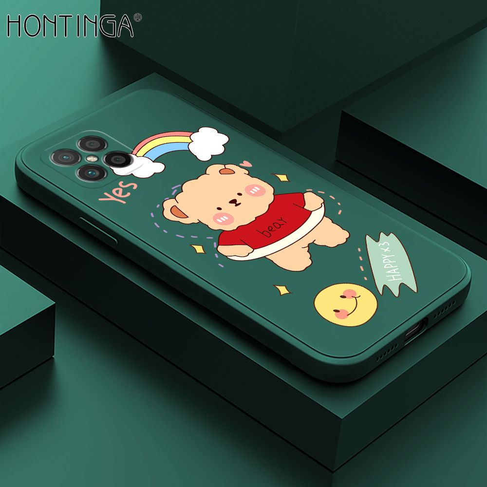 Hontinga for Huawei Nova 8 SE Case Lovely Cartoon Bear Phone Case Phone Case Soft Square Edge Silicone Cases Full Lens Cover Shockproof Protection Cover