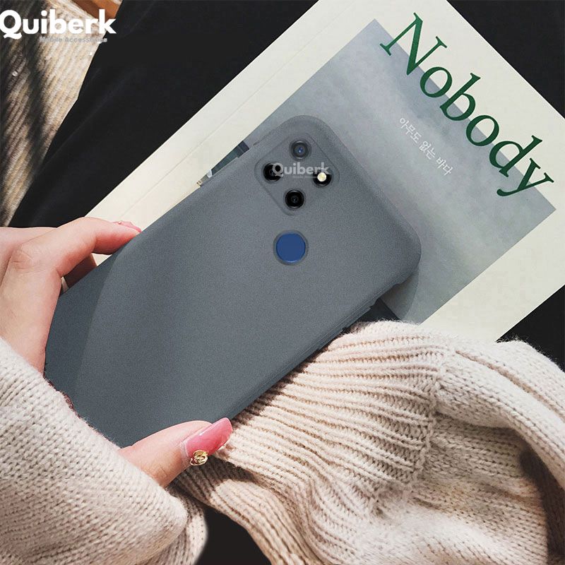 Quiberk for Realme C12 Shockproof Anti-Slip Soft TPU Sandstone Matte Back Case Cover
