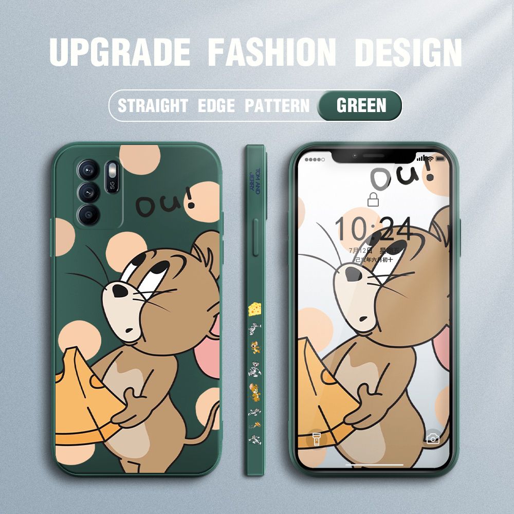 FHKL for OPPO Reno6 Z 5G Back Cover Jerry Side design Soft Case Multicolor Liquid Silicone Phone Cases