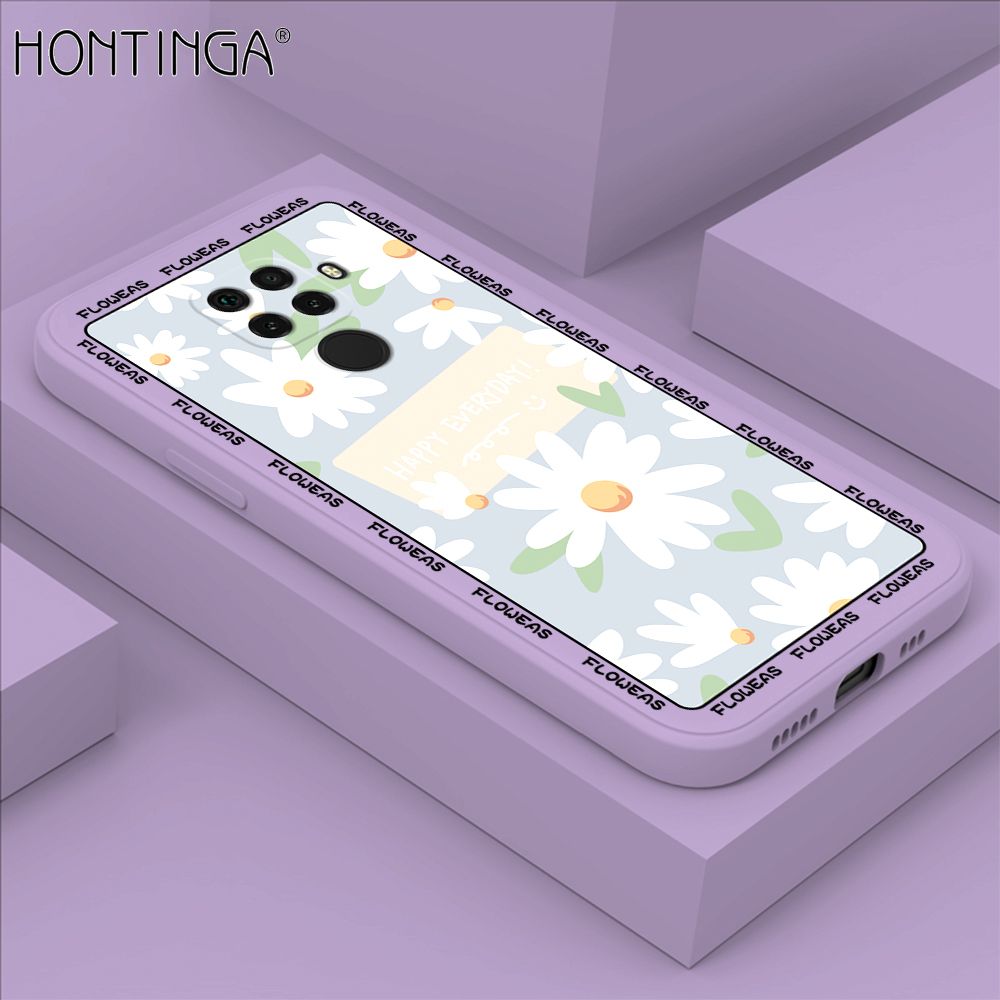 Hontinga for Huawei Nova 5i Pro Case Beautiful Daisy Flower Phone Case Phone Case Soft Square Edge Silicone Cases Full Lens Cover Shockproof Protection Cover