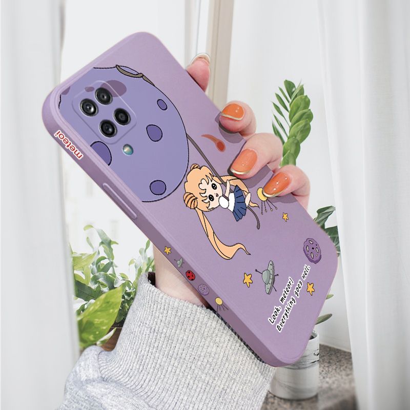 AMORVOR for Samsung Galaxy A12 5G/4G M12 Back Cover Lovely Sailor Moon Side design Soft Case Liquid Silicone Phone Cases