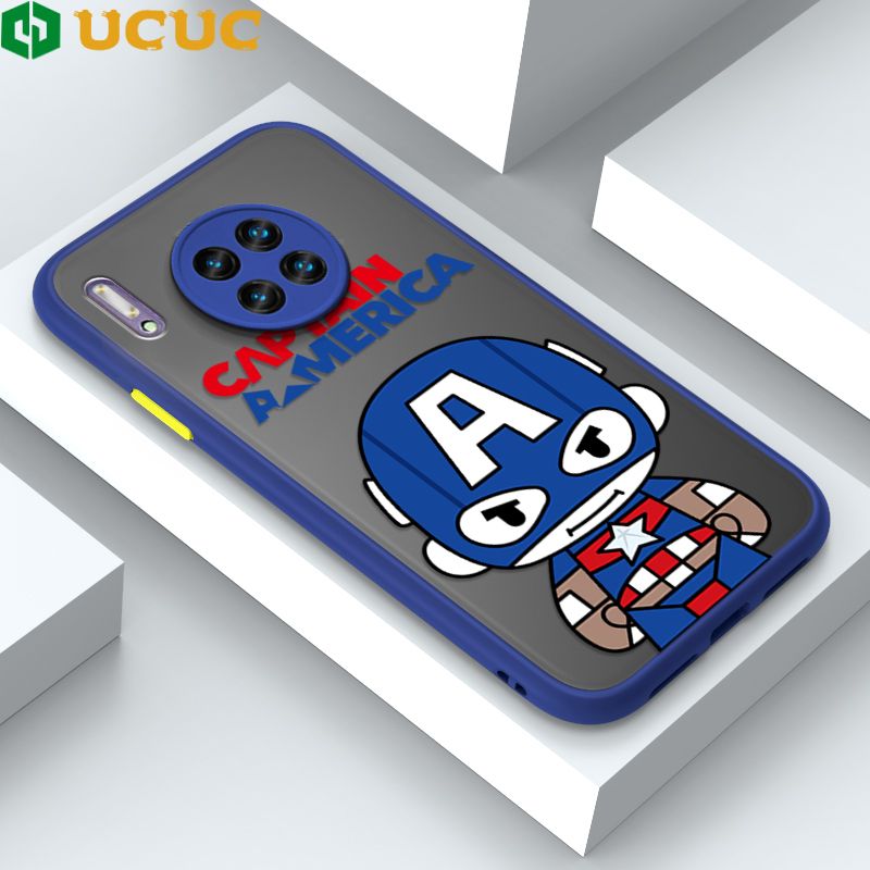UCUC for Huawei Mate 30 Pro Back Cover Captain America Frosted Transparent Hard Phone Case Thin Shockproof Full Cover Camera Protect Case