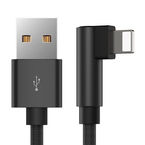 GUSGU Bending Cable for iPhone X USB 90 Degree 2A Fast Charging USB Cable for iPhone 8 plus 7 plus 6 5 5s Charger Cable