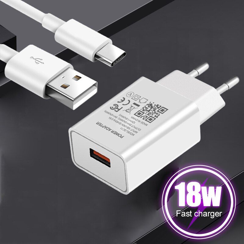 MI Charger For Xiaomi Mi All smart phone Fast Charger 18W Type-C Cable