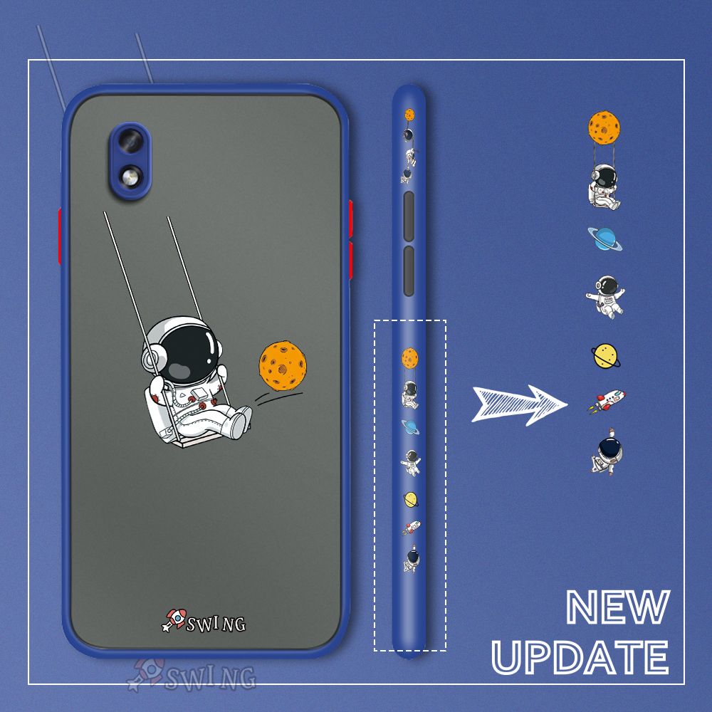 UCUC for Samsung Galaxy A01 Core Back Cover Swing Astronaut Side Printed Design Phone Case Ultra Thin Frosted Cover Shockproof Phone Cover
