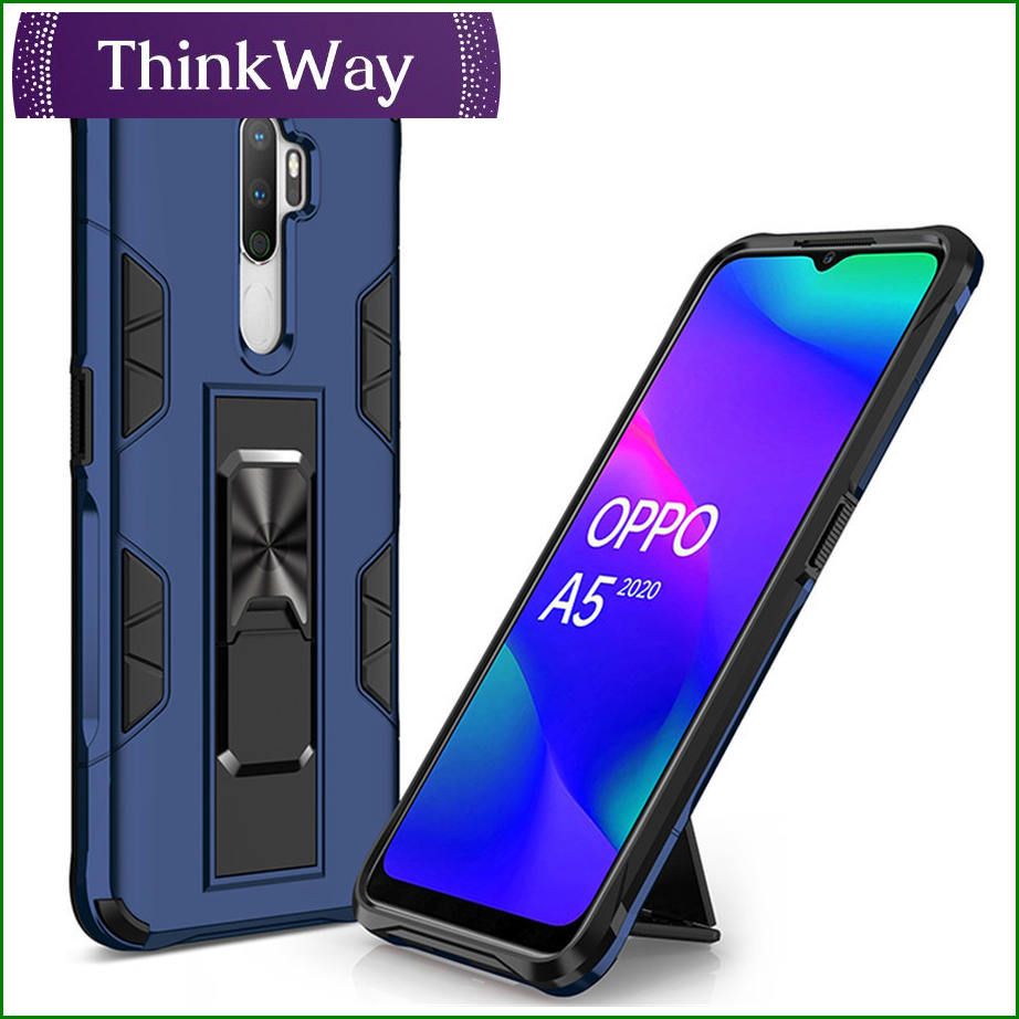 Armor Hybrid Heavy Duty Double Layer Protective Sleeve Shockproof Protective Ring Invisible Bracket Protective Sleeve For OPPO A52/A72 4G/A92 & OPPO A8 / A31 2020