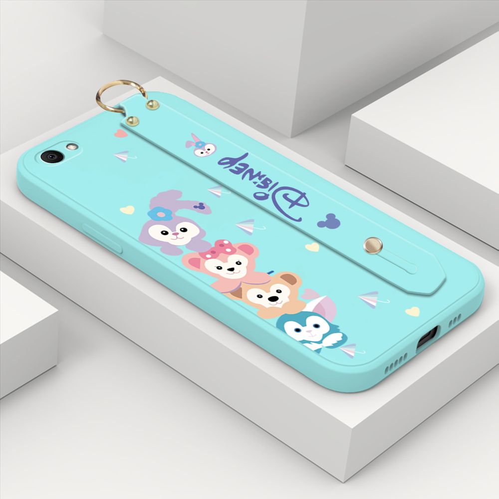 ZeroQiQi for Vivo V5S Wrist Strap Case INS Cute Style Creative Cartoon Rabbit and Fox Cover Thin Square Edge Liquid Silicone Phone Case
