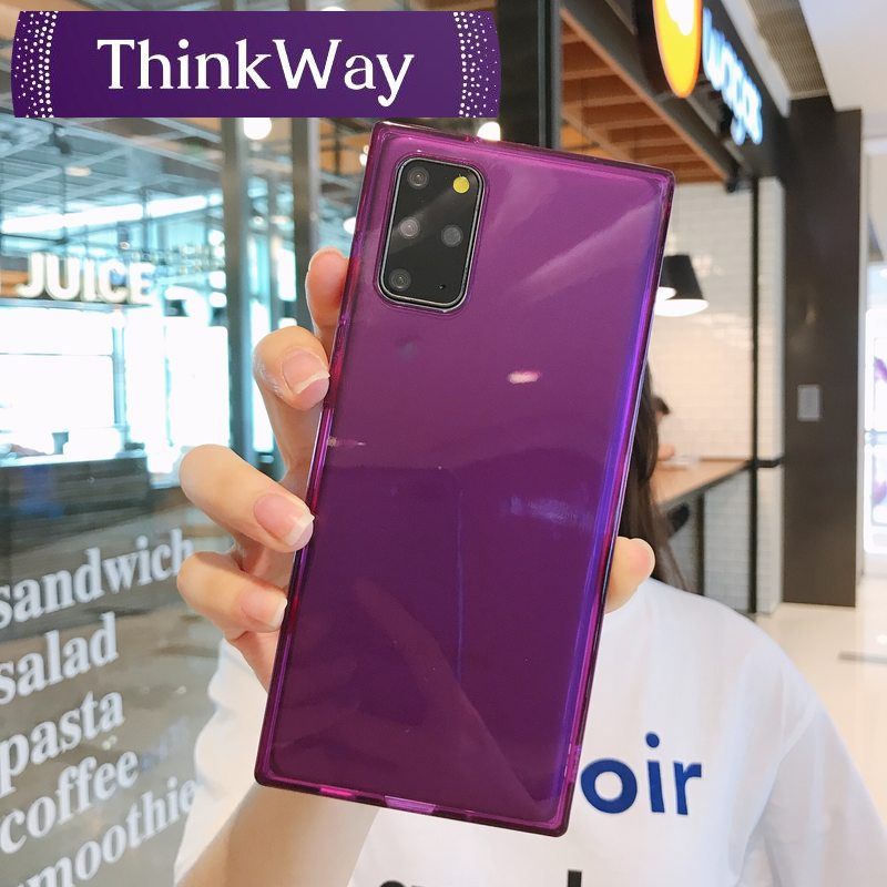 New Square Fluorescent Neon Phone case For Samsung S9 S10 Plus S10E S20 Ultra A20 A30 A30S A50 A70 Candy Color Silicone Cover