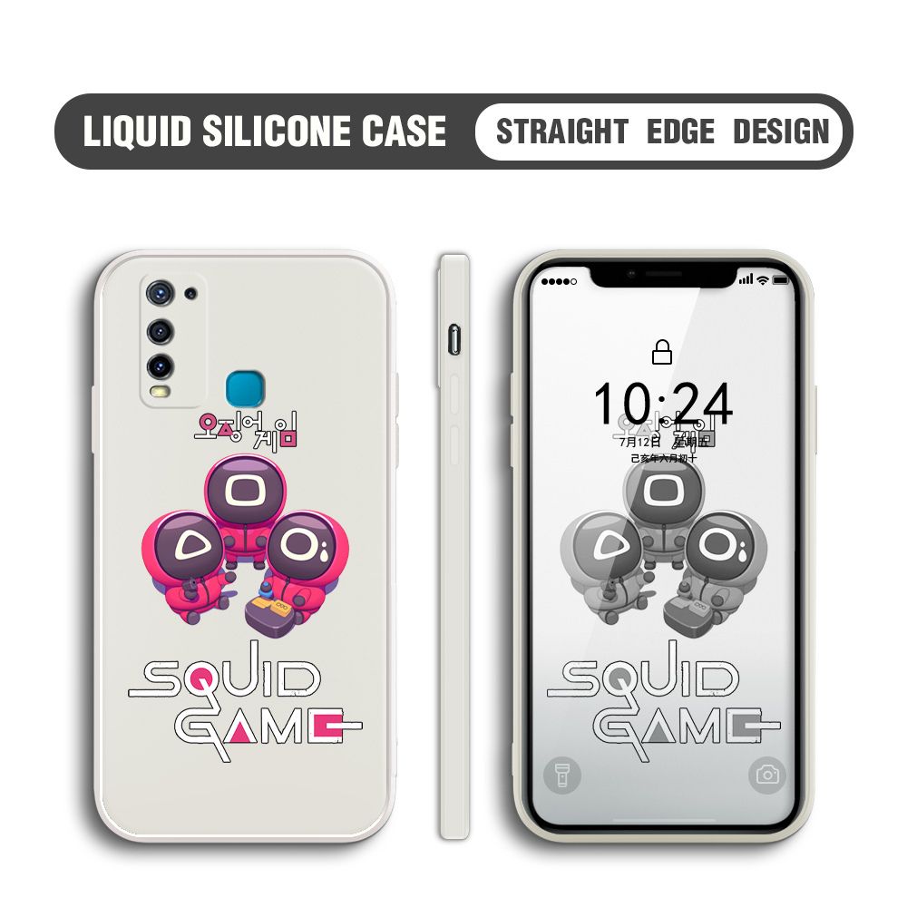 UCUC for Vivo Y50 Case Cute Cartoon Cute Squid Character Phone Cover Square Liquid Silicone Shockproof Phone Protective Case