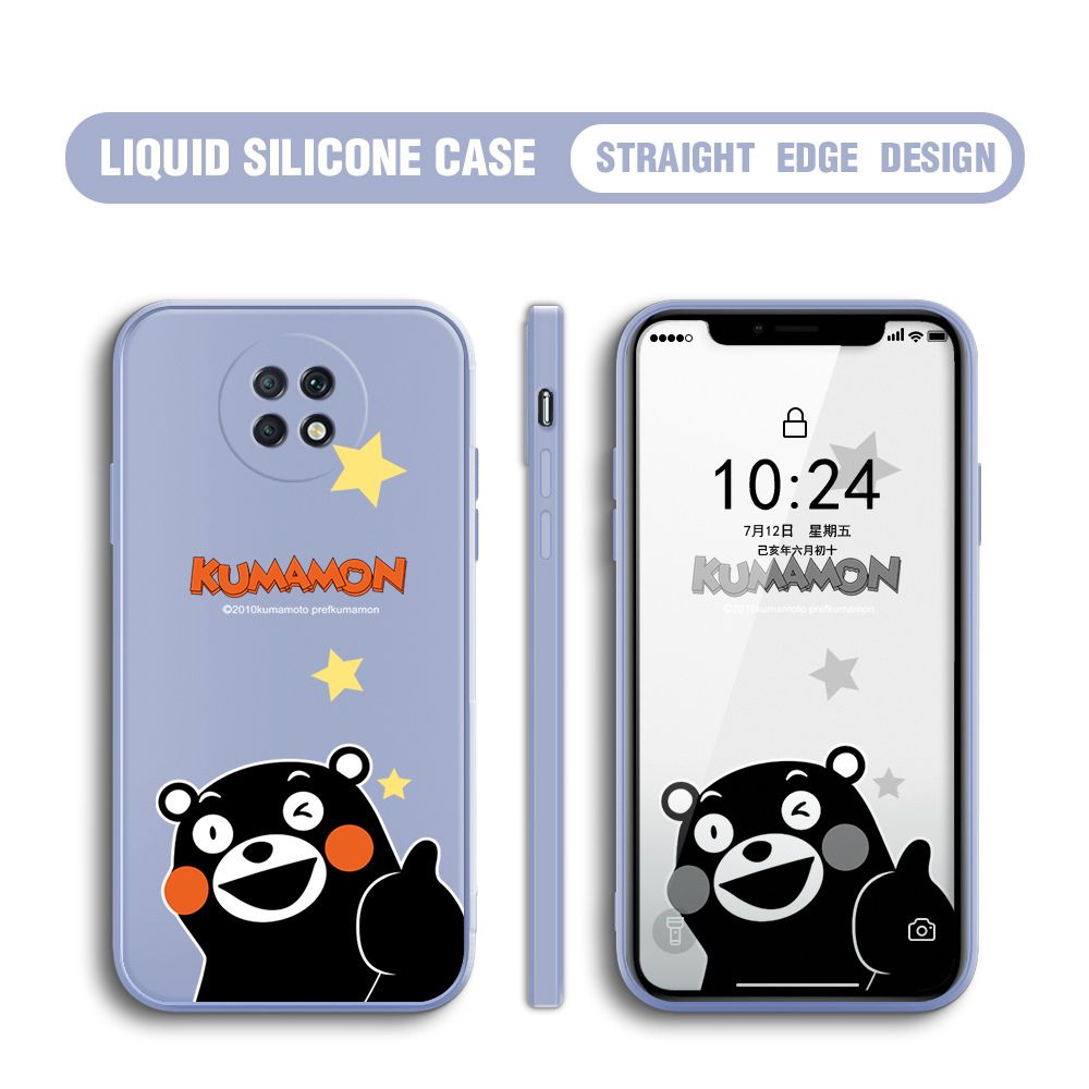 BILI for Redmi Note 9T Back Cover Black Bear Multicolor Liquid Silicone Phone Case Soft Square Lens Protection Phone Cases