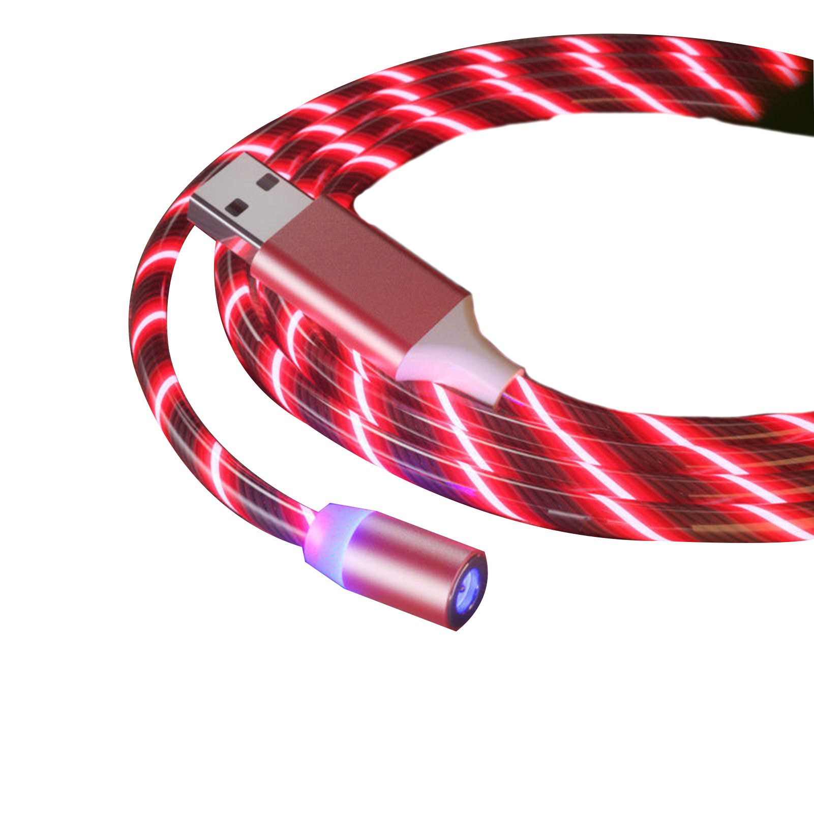 2A Flowing Light LED Magnetic Micro USB/Type C/8pin Charging Cable for Phone