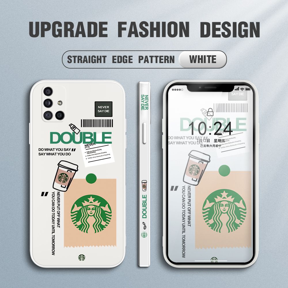 Jizetin for Samsung Galaxy M51 Back Cover Creative Coffee Brand Side Design Liquid Silicone Phone Case Soft Full Camera Protect Phone Cases