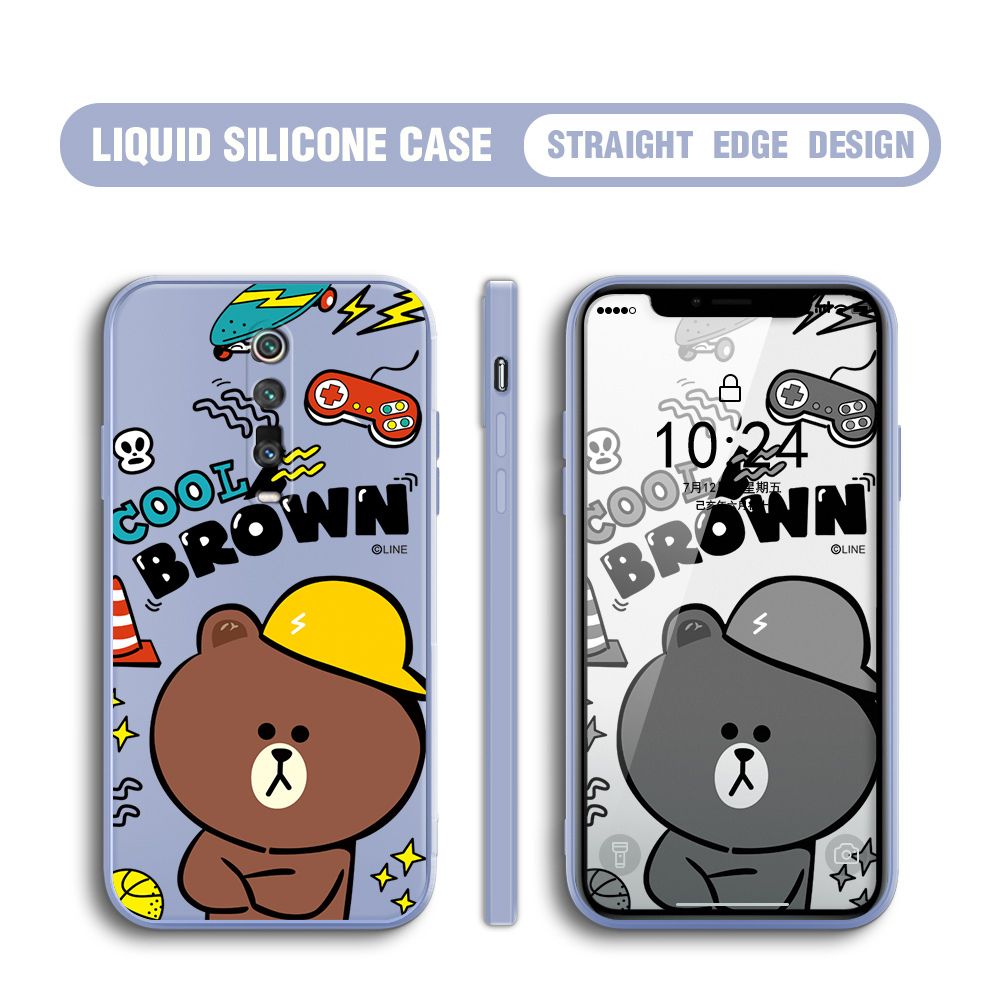BILI for Xiaomi 9T / 9T Pro / Redmi K20 / K20 Pro Back Cover Cool Gaming Brown Bear  Multicolor Liquid Silicone Phone Case Soft Square Lens Protection Phone Cases