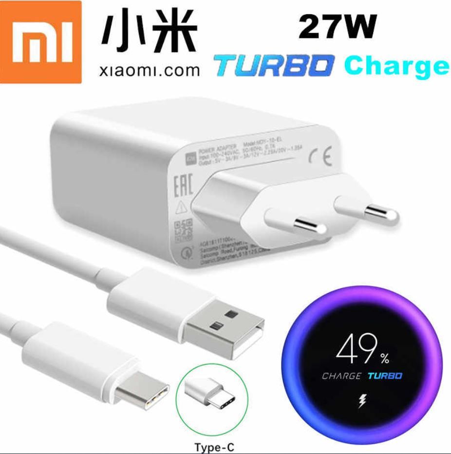 Xiaom,i   Fast Charger 27w QC 4.0 Quick Turbo Charger Adapter Usb Type C Cable for Mi 9 T SE 10 pro k30 pro A3 Mix 3