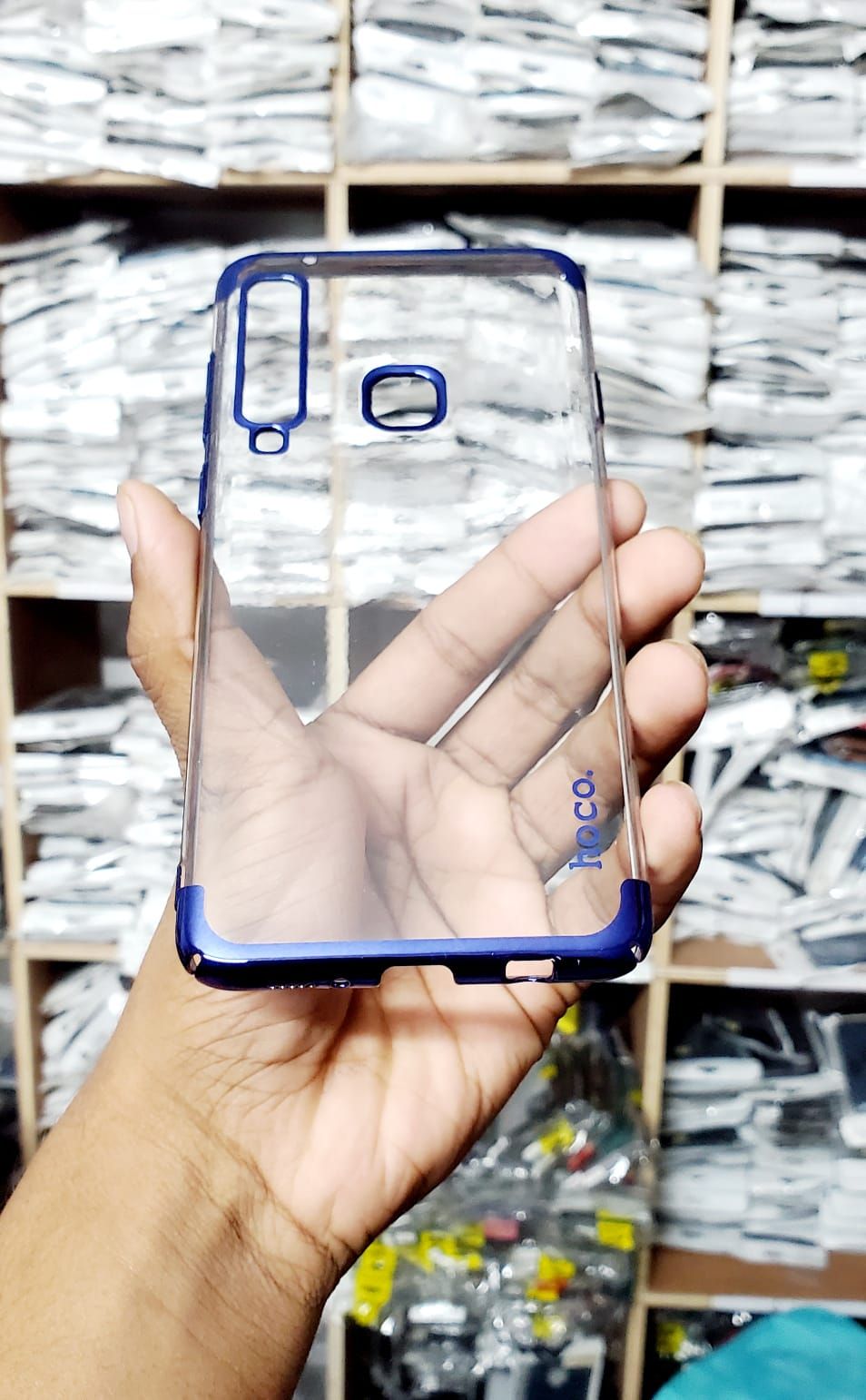 For Samsung Galaxy A9 (2018) Hoco Back Cover - Transparent and Black - মোবাইল ফোন - Phone
