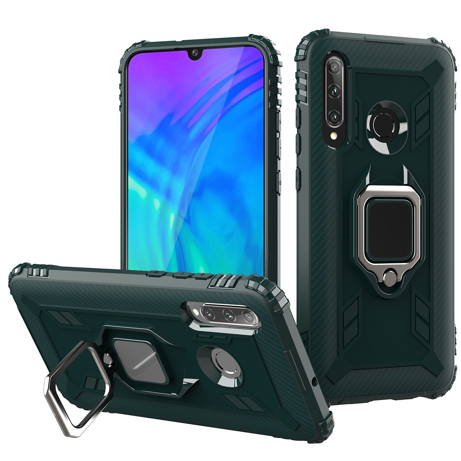 For Huawei P Smart+ 2019/Honor 20 Lite/Honor 20i//Honor 10i Armored Carbon Fiber Lord of the Rings Anti Fall Protection Case is Suitable