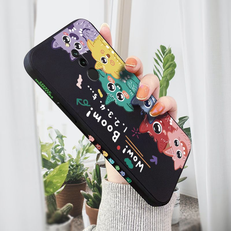 AMORVOR for Xiaomi Redmi 8 Back Cover Cute Cartoon Monsters Side design Soft Case Liquid Silicone Phone Cases