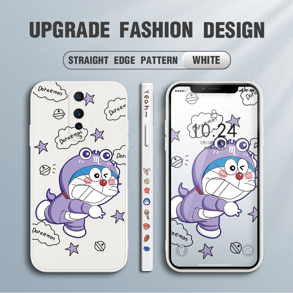 Jizetin for OPPO R17 Pro Case Cute Cartoon Purple Doraemon Anime Side Design Phone Case Ultra Soft Edge Pattern Liquid Silicone Phone Cases