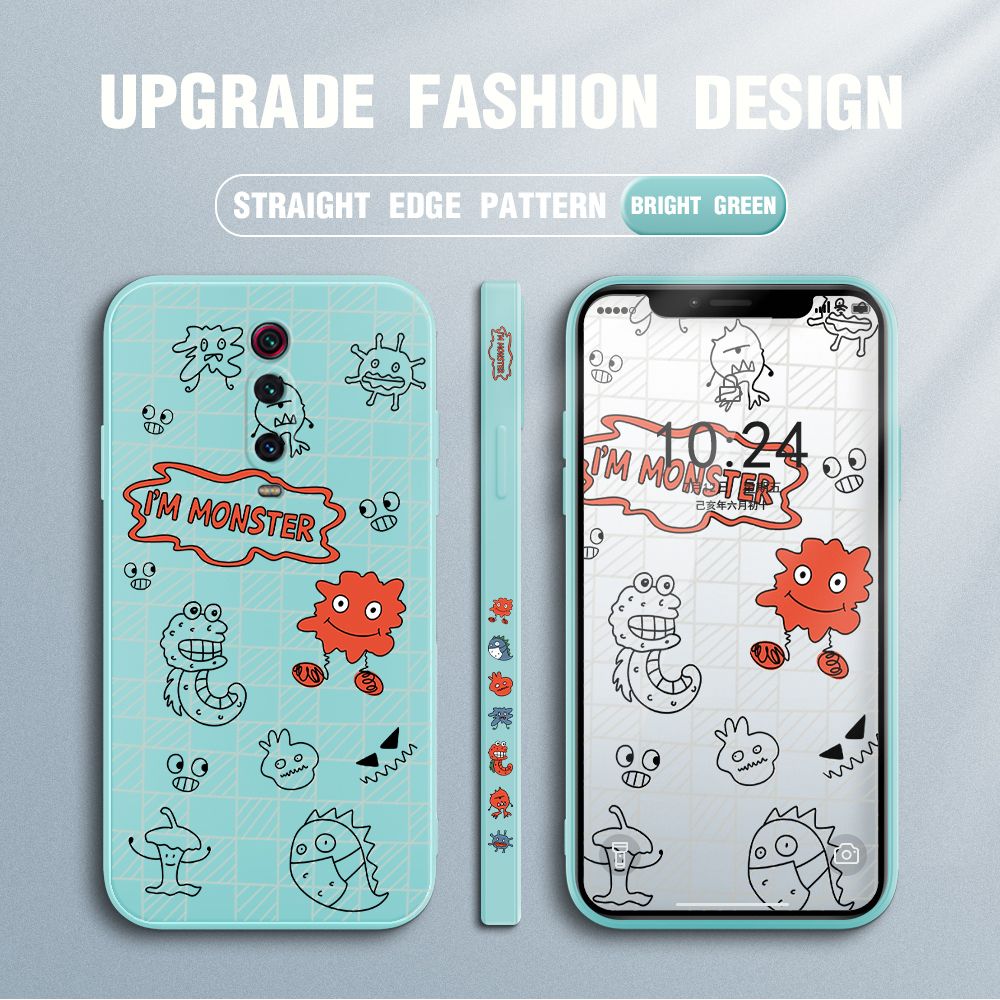 Jizetin for Xiaomi Mi 9T / 9T Pro / Redmi K20 / K20 Pro Case Side Design Phone Cover Printed Text “I Am Monster ” Cover Square Edge Pattern Liquid Silicone Trend Case
