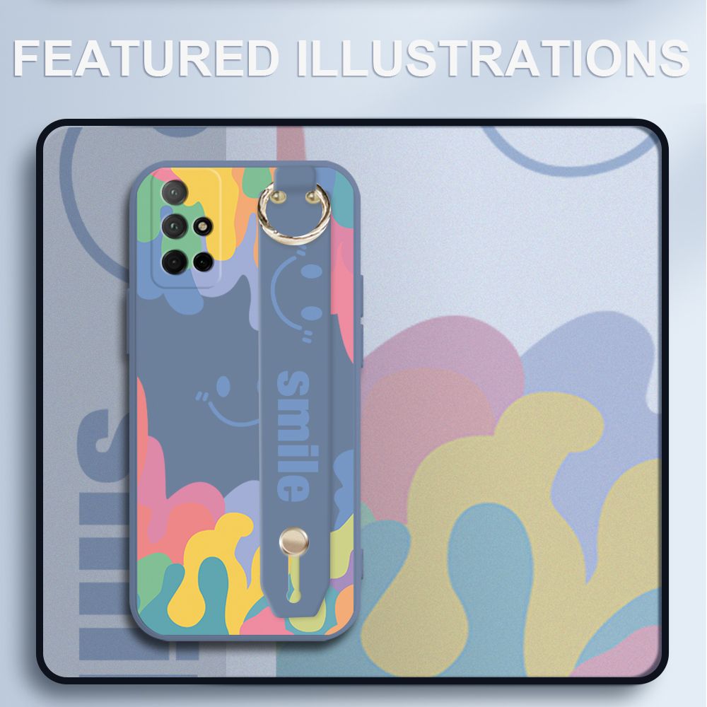 UCUC for Honor 30S Wrist Strap Case INS Style Soft Candy Color Splash Ink Cover Ultra Thin Anti Fall Liquid Silicone Phone Case