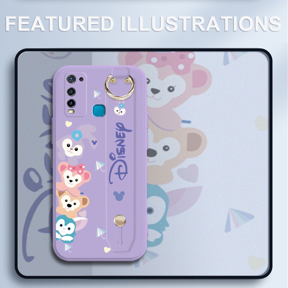 UCUC for Vivo Y30 Wrist Strap Case Creative Cartoon Cute Bunny Cover Ultra Thin Anti Fall Liquid Silicone Phone Case