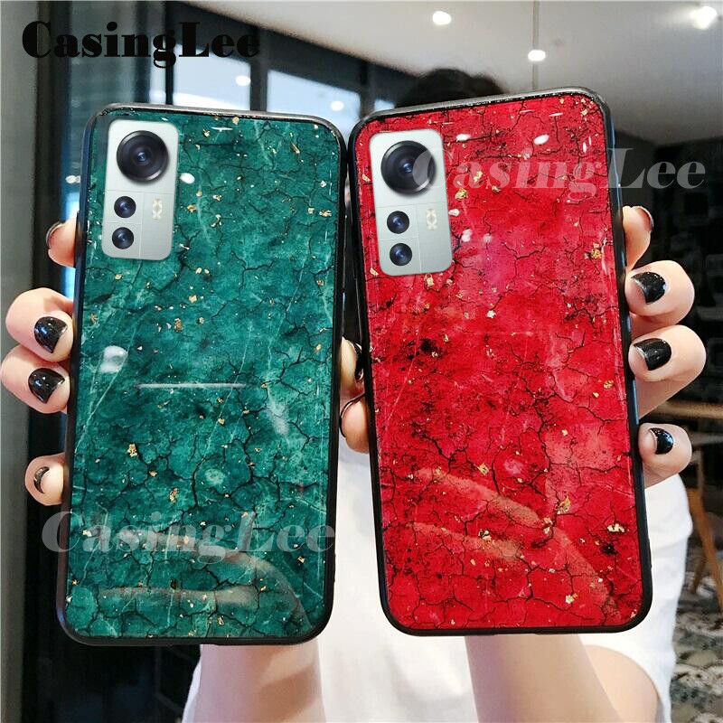 CasingLee For Xiaomi 12 Pro Case Luxury Emerald marble Fashion Female Lady Rhinestone back cover For Xiaomi12 Pro Phone cases For girls and Boys