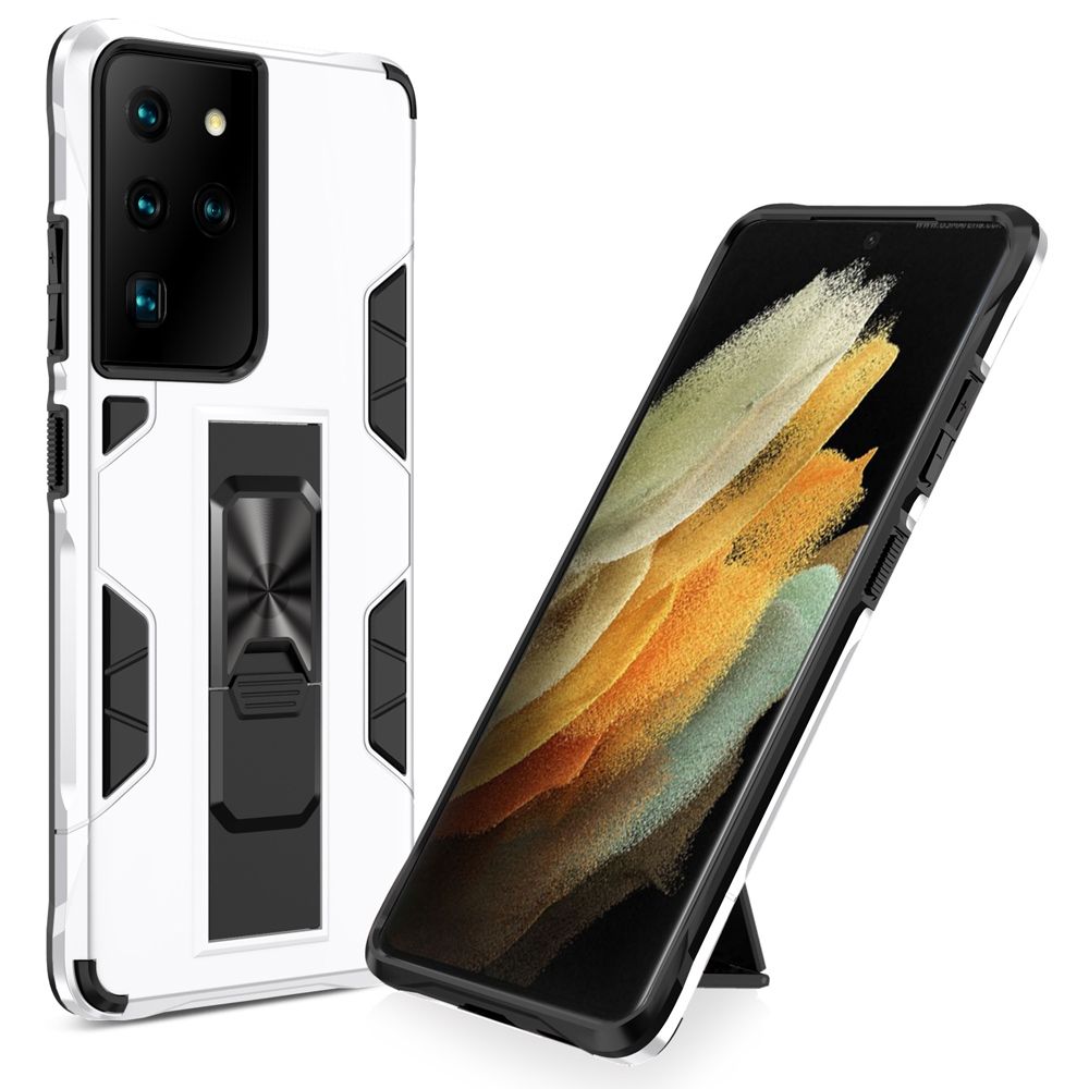 For Samsung Galaxy S21 Ultra 5G Heavy Impact Resistant Military Bracket Armor Series [Support Magnetic Car Mount] Protective Case  Cover