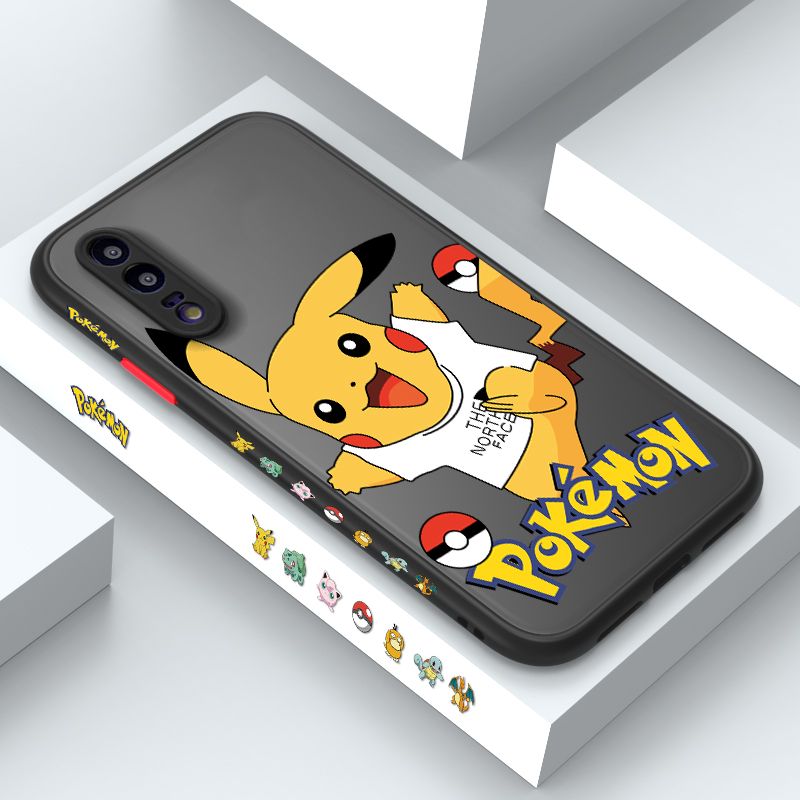 ZeroQiQi for Huawei P20 Case White Clothes Pikachu Side Printing Cover Frosted Ultra Thin Protective Anti Fall Phone Case