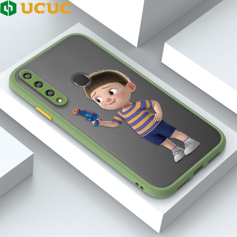 UCUC for Huawei Y6P Back Cover Naughty Little boy Frosted Transparent Hard Phone Case Thin Shockproof Full Cover Camera Protect Case