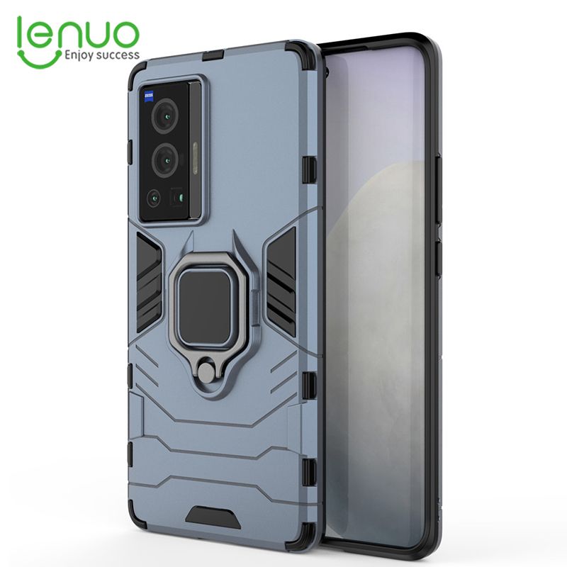 Lenuo Phone Case for Vivo X70 Pro Silicone PC Metal Ring Holder Cover