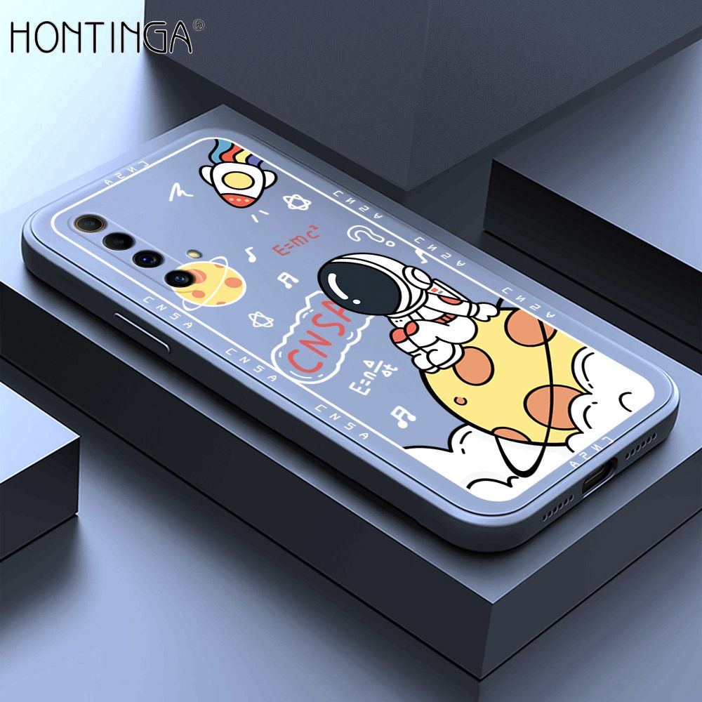 Hontinga for Realme X50 Case Cartoon Astronauts Phone Case Phone Case Soft Square Edge Silicone Cases Full Lens Cover Shockproof Protection Cover