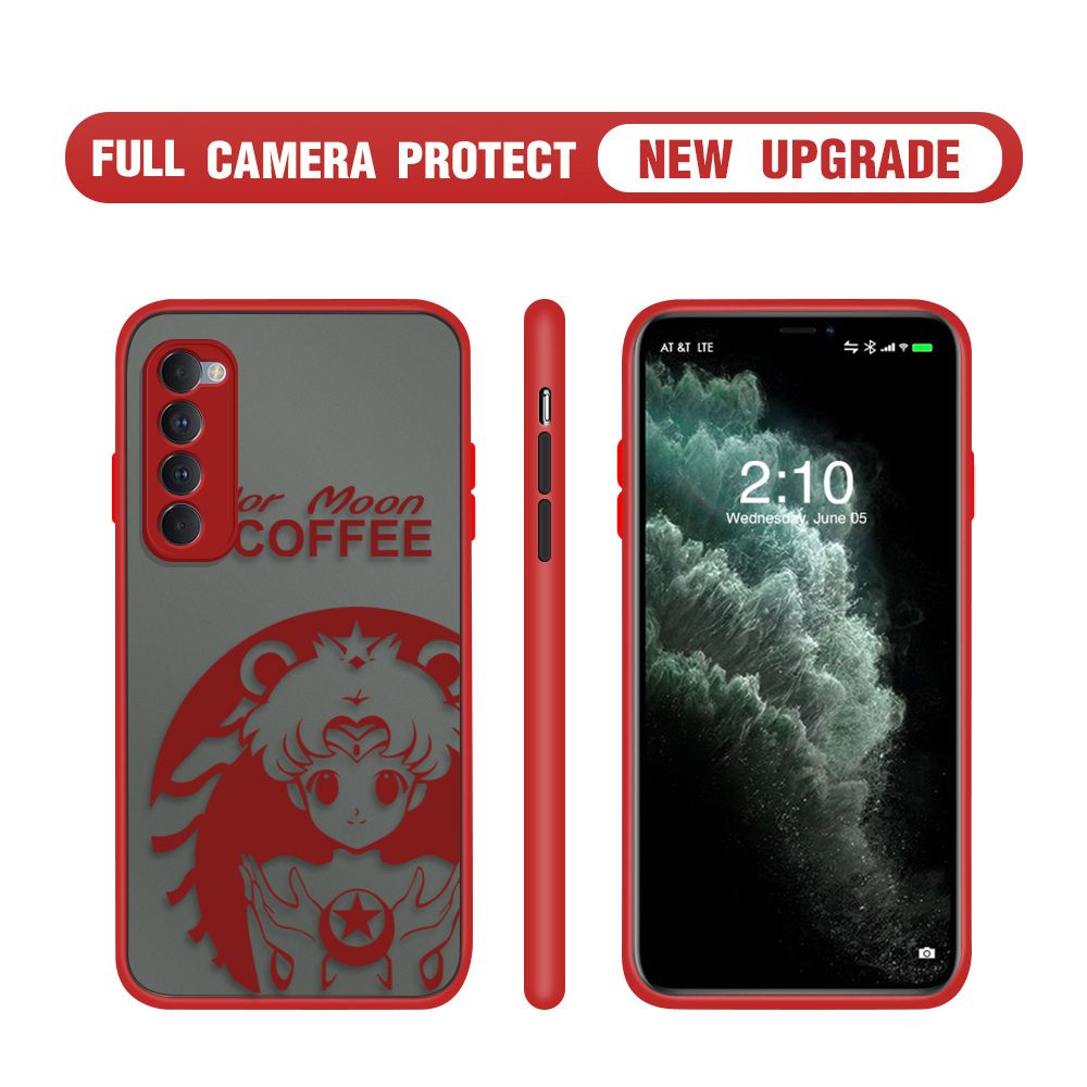 Hontinga for OPPO Reno 4 Pro Case Sailor Moon Cases Edge Frosted Transparent Phone Cover