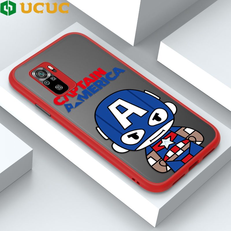 UCUC for Redmi Note 10 / Redmi Note 10S Back Cover Captain America Frosted Transparent Hard Phone Case Thin Shockproof Full Cover Camera Protect Case