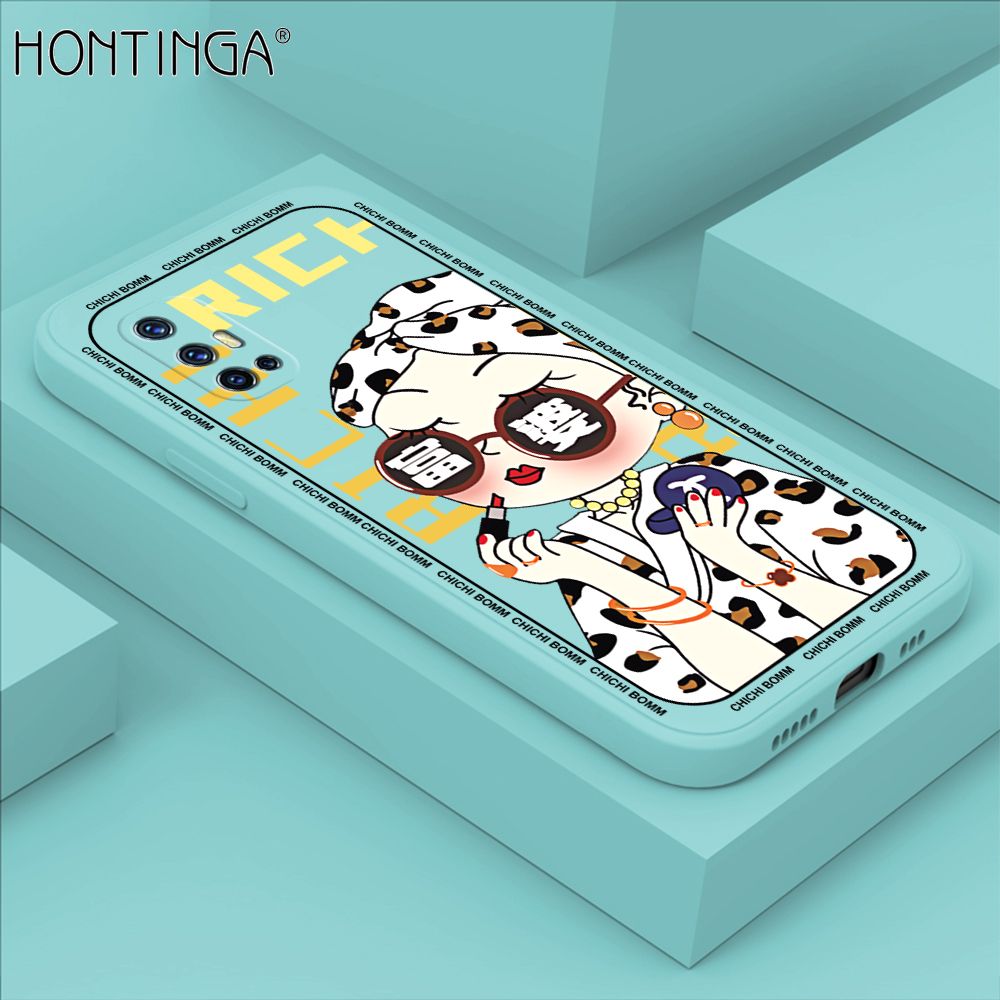 Hontinga for Vivo V17 Case Fashion Sunglasses Rich Girl Phone Case Phone Case Soft Square Edge Silicone Cases Full Lens Cover Shockproof Protection Cover